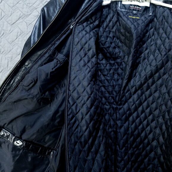 Wilsons M. Julian Leather Jacket Soft Mens Size L Black Cinch Belts Insulated - Picture 15 of 16